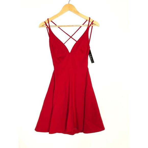 Lulus Believe in Love Dress Sleeveless Backless Skater Fit Flare Mini Red NWT S - Picture 2 of 9